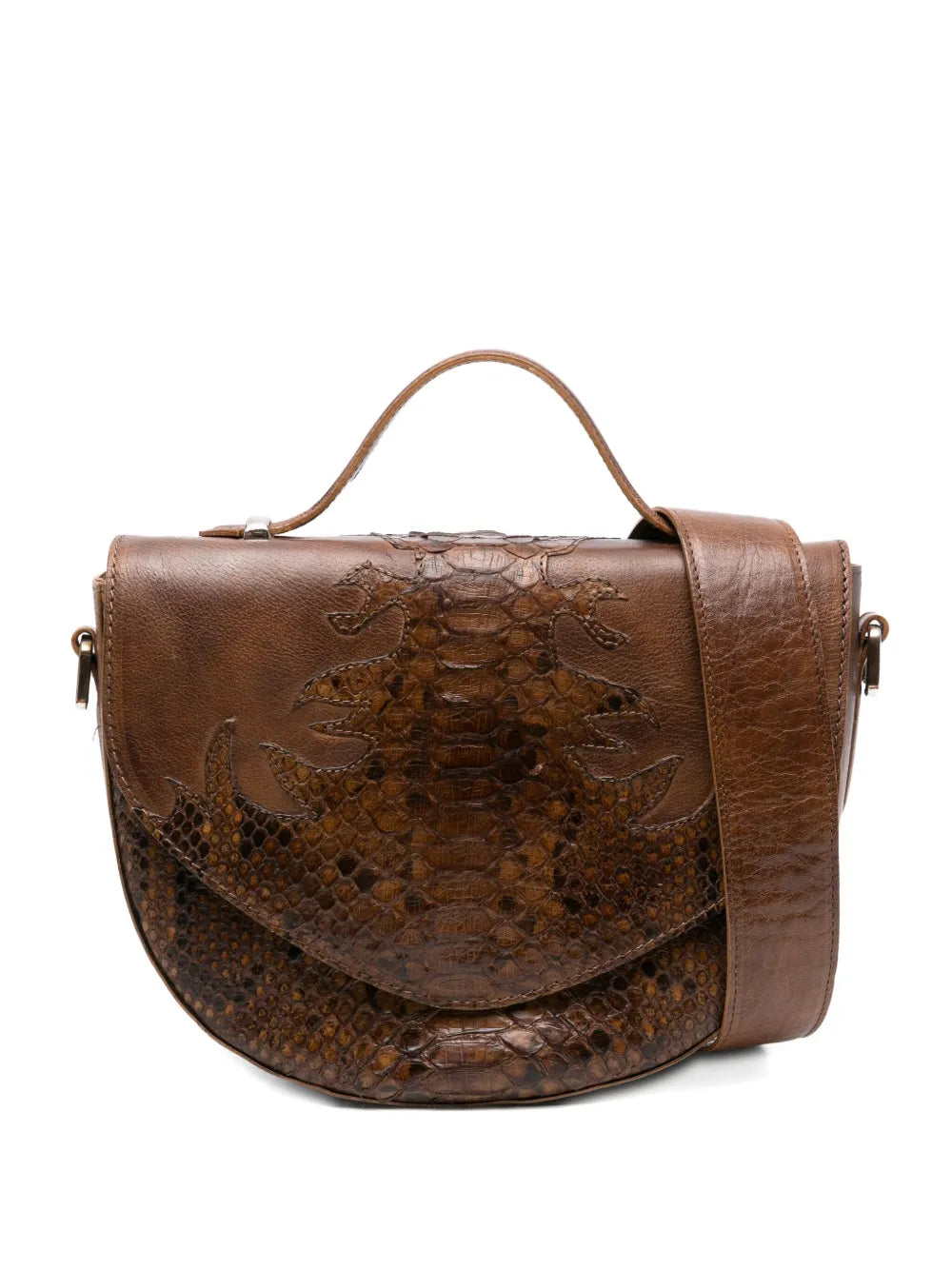Embossed Python Handbag — Taupe