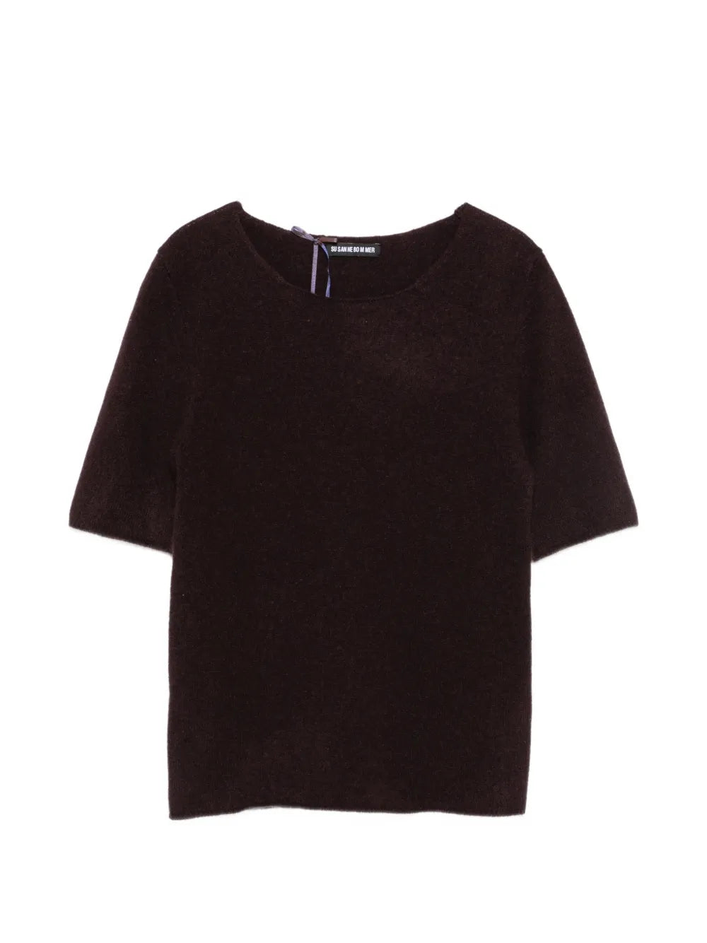 SUSANNE BOMMER dark burgundy short sleeve cashmere sweater