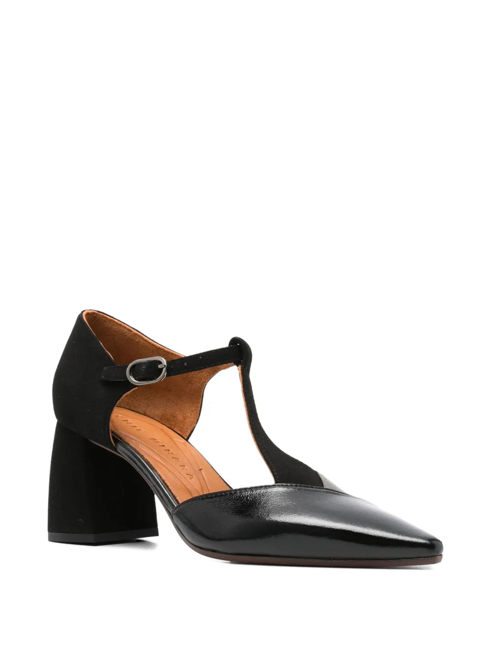 Chie Mihara AMATEA women's black and silver leather block-heel shoes with ankle strap