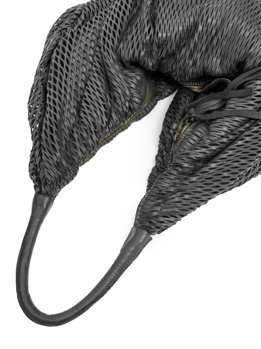 Sommet Rete 391/rete handmade leather bag in black, bucket style, made in Italy