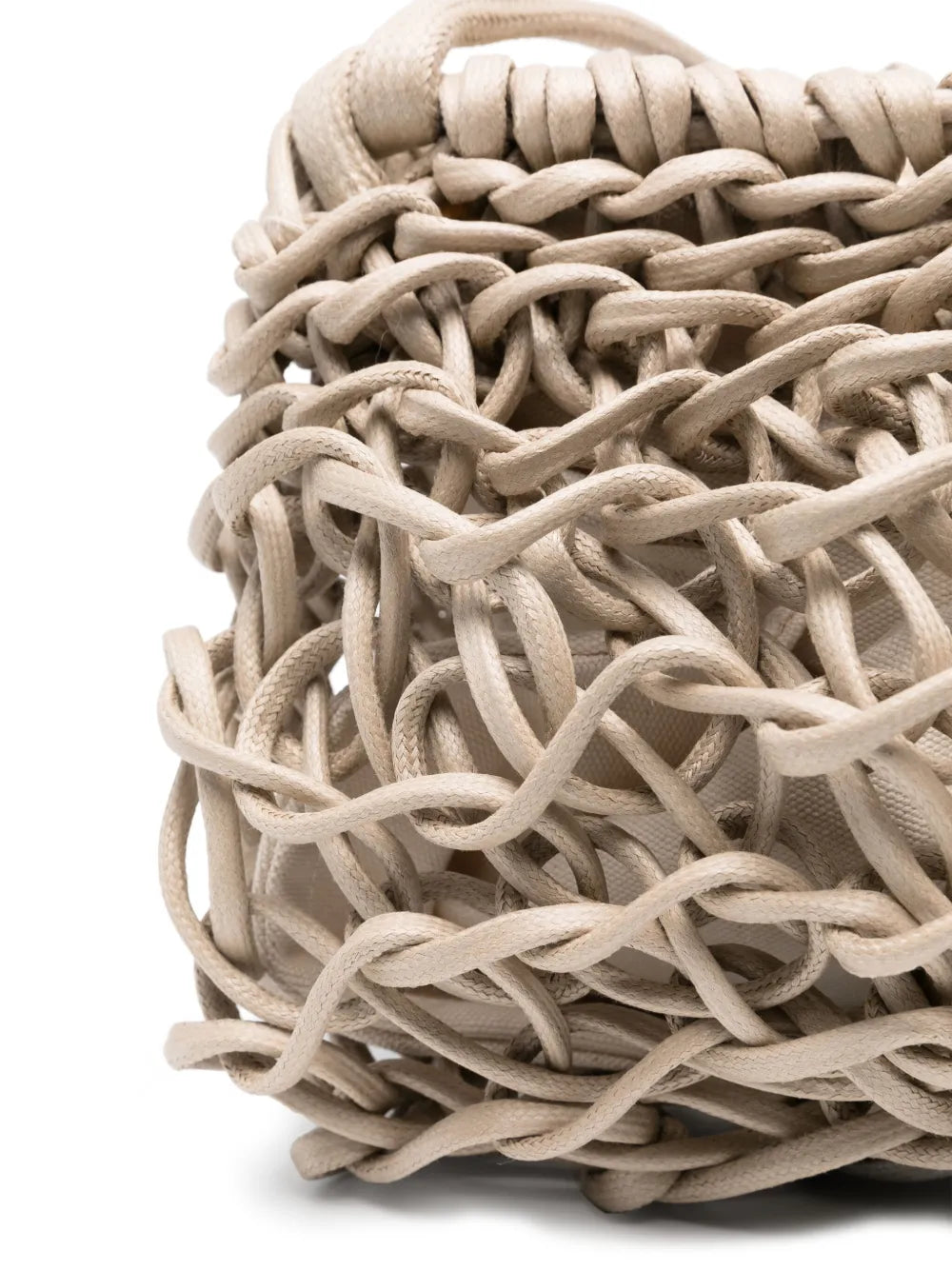 Bolso Cecilia Latte con cierre de cremallera, tejido a mano con cuerda de algodón 100%, sostenible y hecho en Italia.