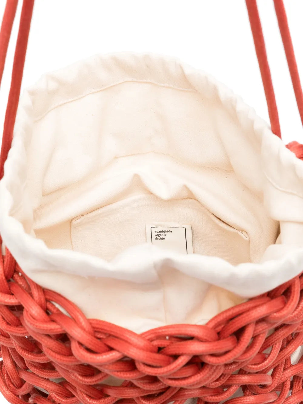 Bolso de hombro Katy de Alienina color coral Rush tejido a mano en algodón con cierre de cordón