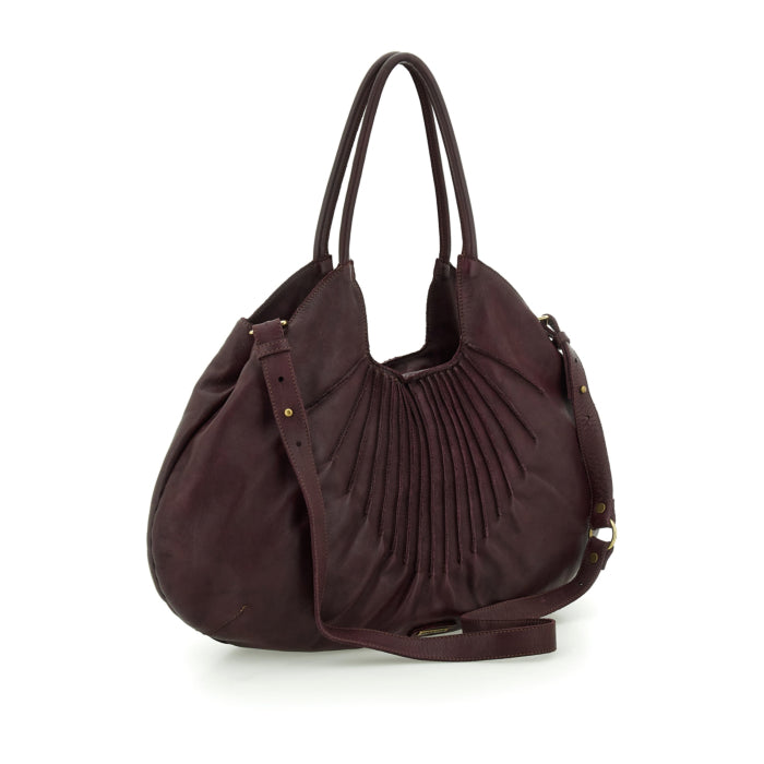 Caterina Lucchi Ornella Prugna leather shopper bag with zip closure and lined interior