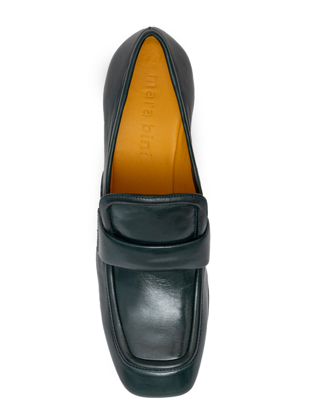 Mocasín burdeos de piel de becerro con tacón ancho de 6 cm, modelo PERLA-R261 de Mara Bini, fabricado en Italia.