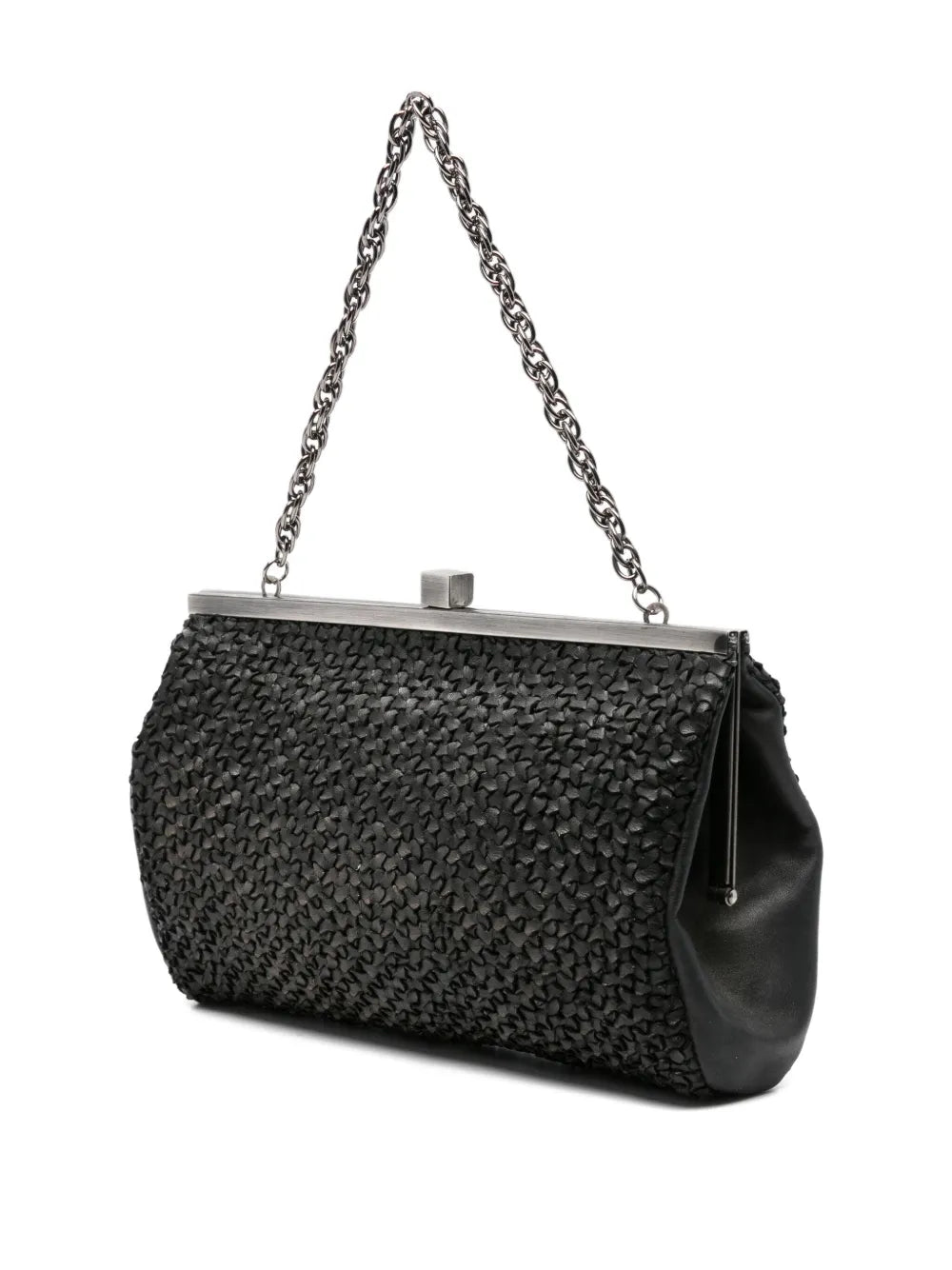 Reptile’s House woven leather handbag in Nero Metal handmade in Italy