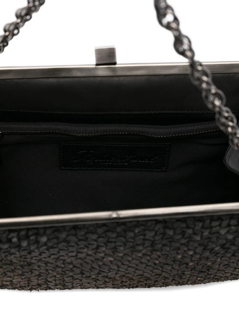 Reptile’s House woven leather handbag in Nero Metal handmade in Italy