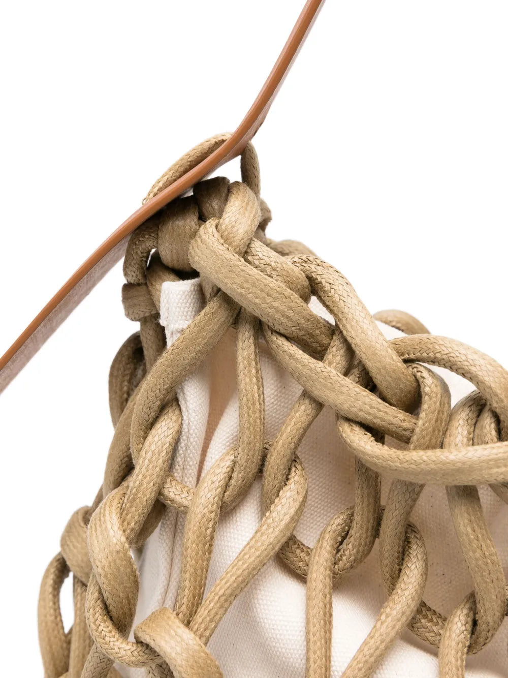 Alienina Alia camel shoulder bag worn with neutral outfit