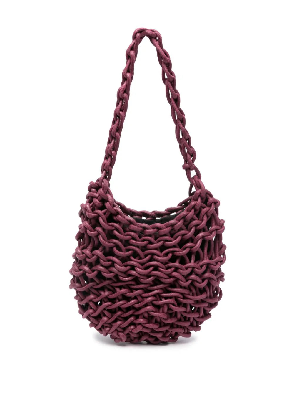 Alienina Alice plum woven bag handmade in Italy with waxed cotton and zipper closure