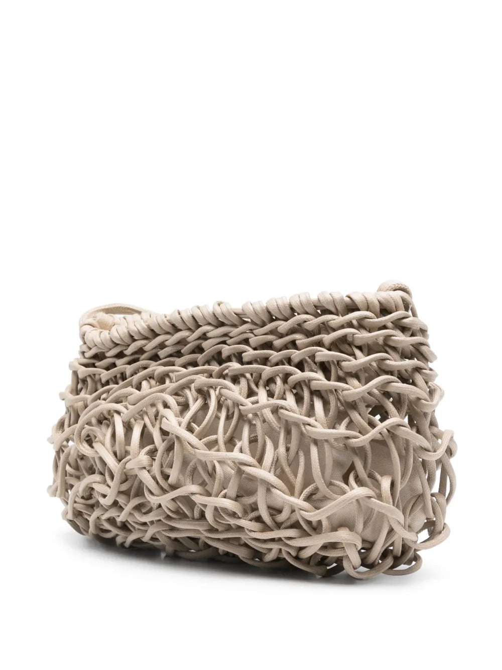 Detail of Alienina Cecilia latte woven cotton rope bag texture