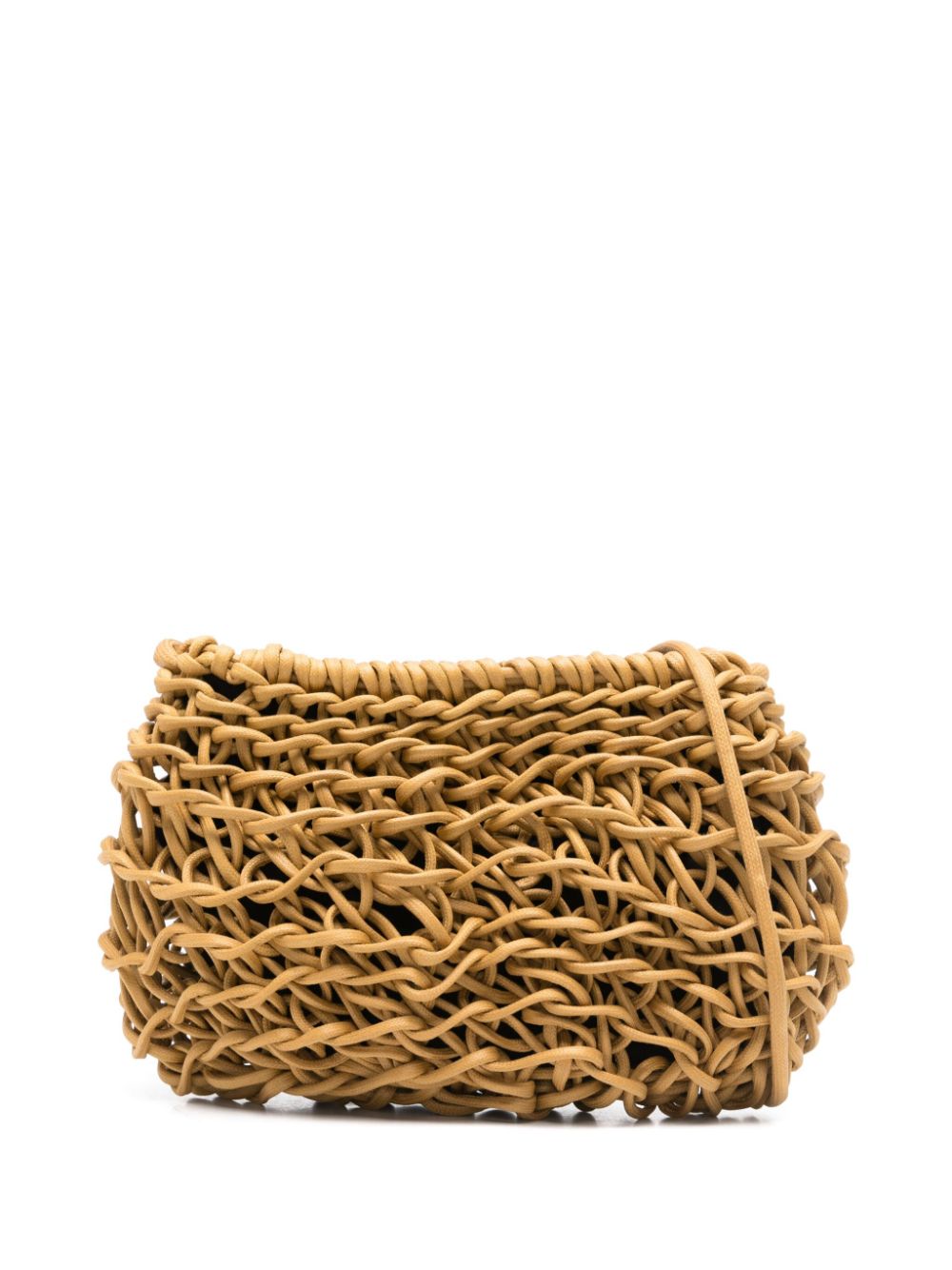 Alienina Cecilia mustard woven waxed cotton rope bag handmade in Italy