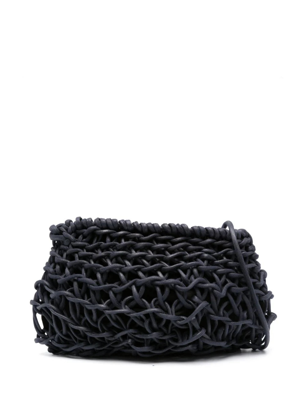 navy woven bag handmade Italian cotton rope bag Alienina Cecilia designer shoulder bag