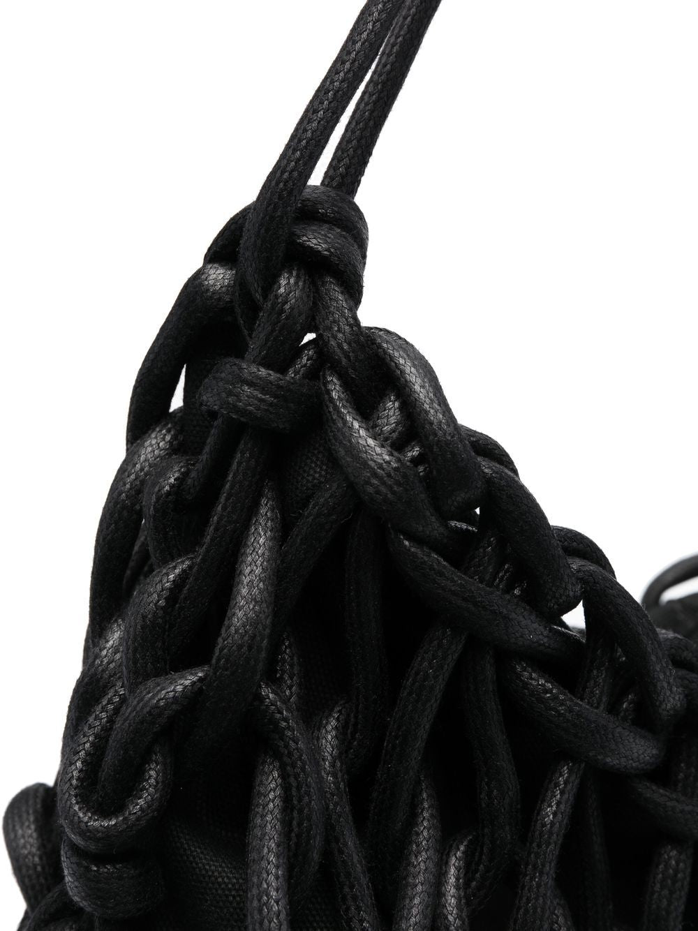 detail woven cotton rope bag black handmade Italian designer bag texture Alienina Nadia