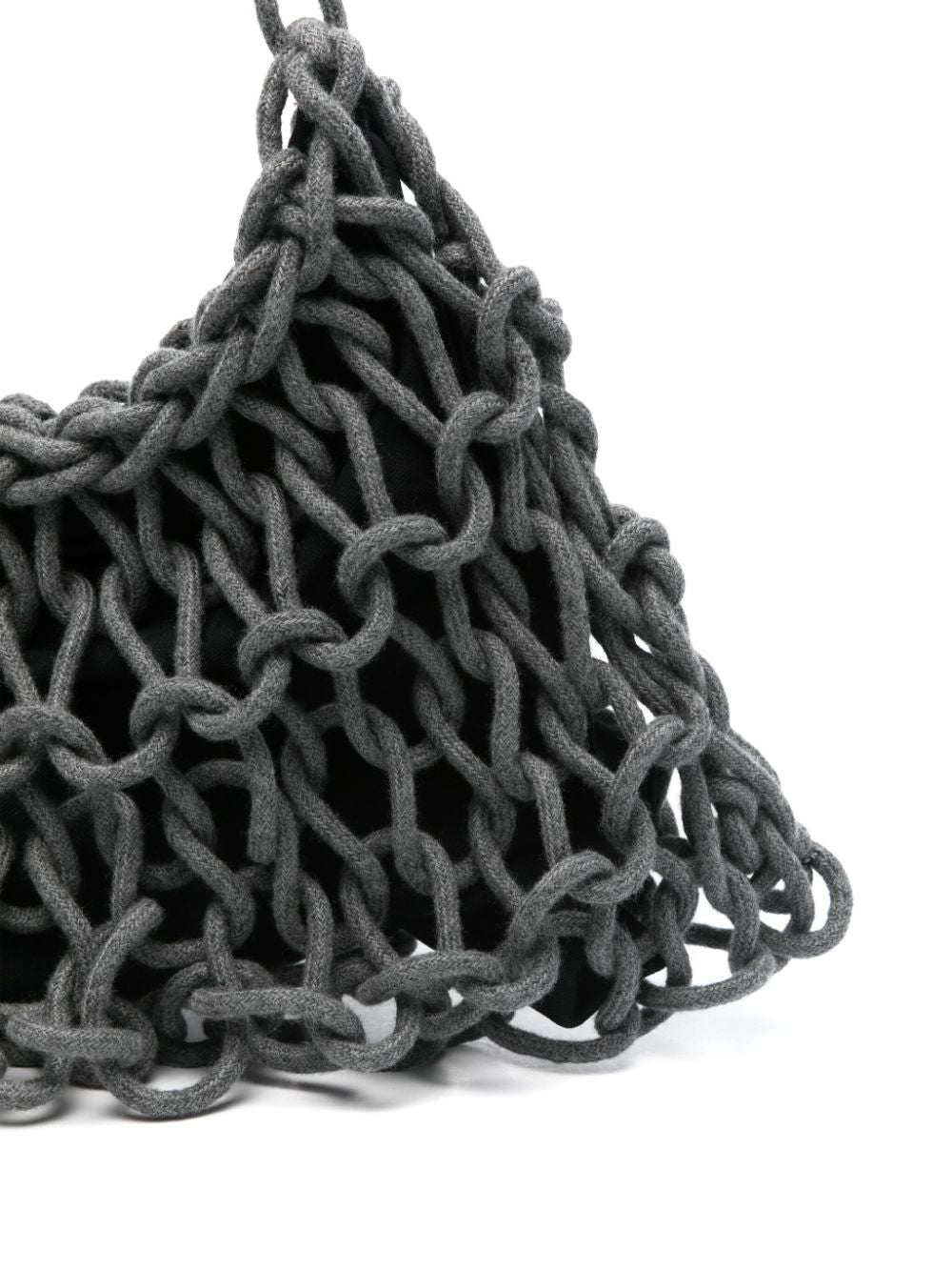 detail woven cashmere rope bag grey handmade Italian designer bag texture Alienina Nadia