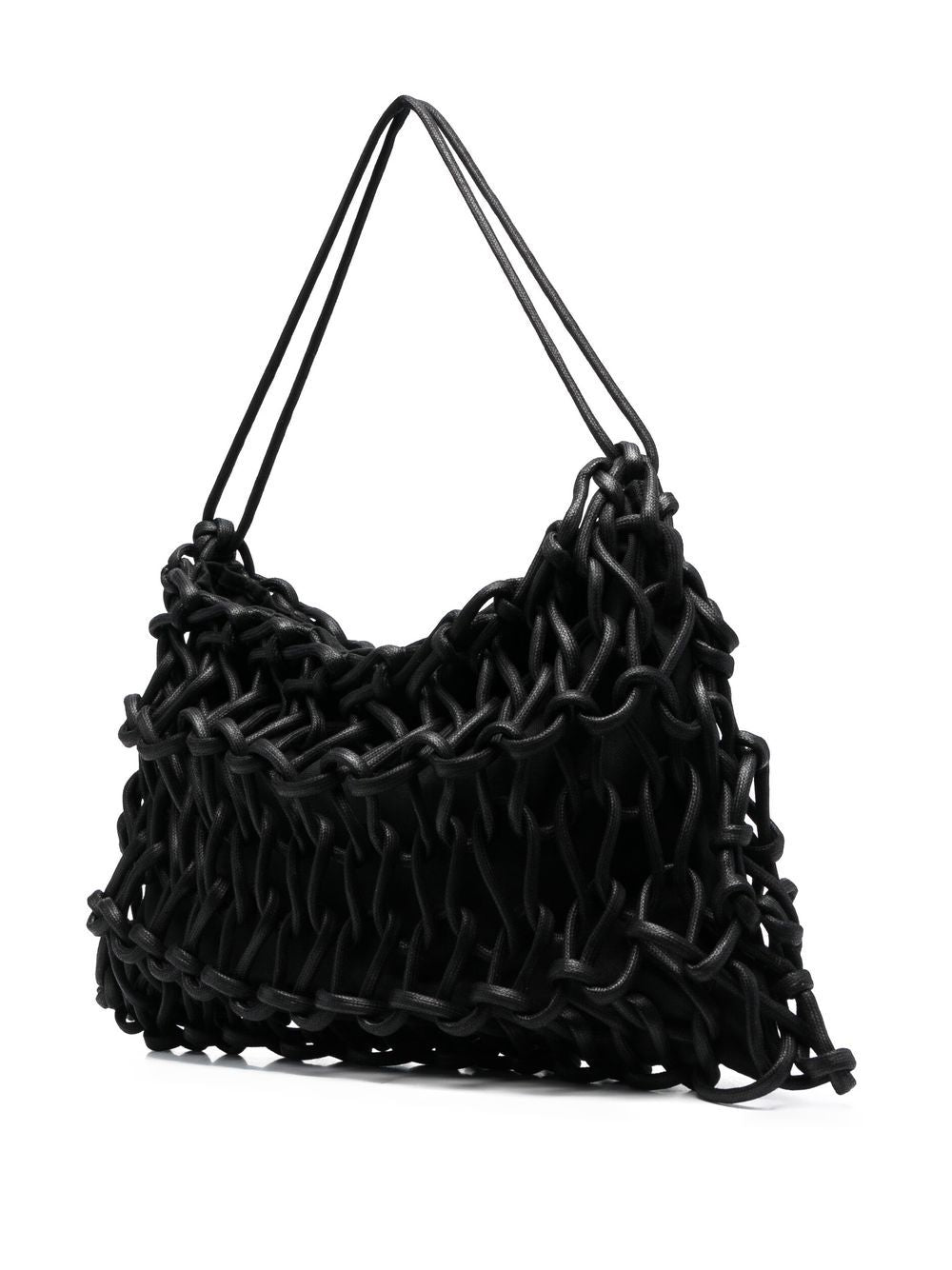 handmade Italian woven bag recycled cotton rope Alienina Nadia black designer bag