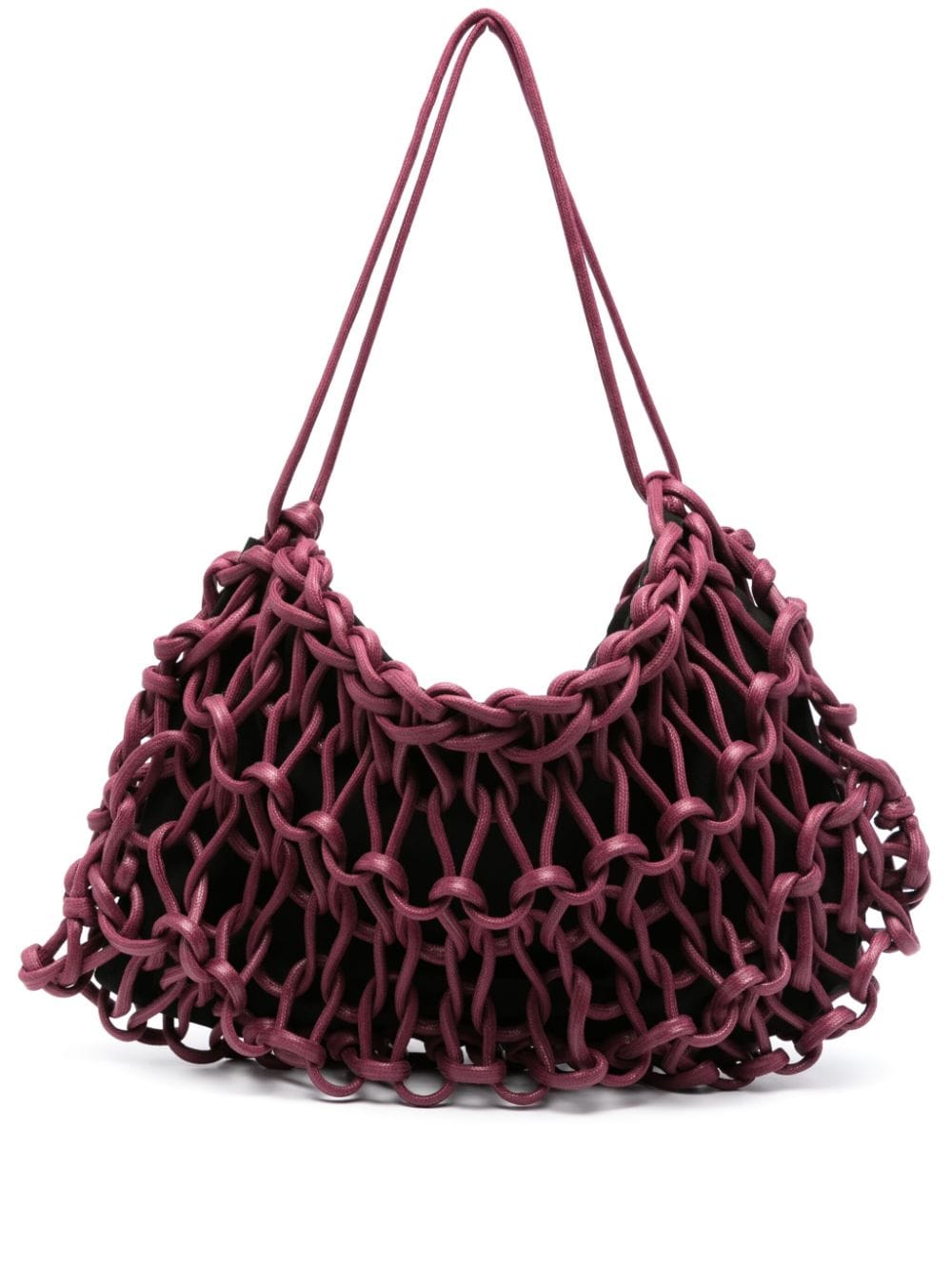plum woven bag handmade Italy recycled cotton rope bag Alienina Nadia designer shoulder bag