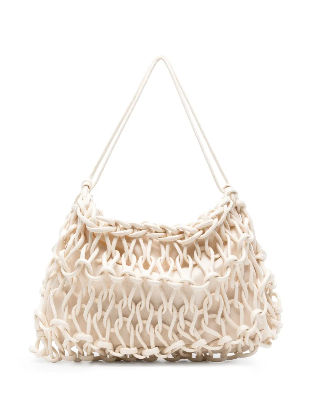 white woven bag handmade Italy recycled cotton rope bag Alienina Nadia designer shoulder bag