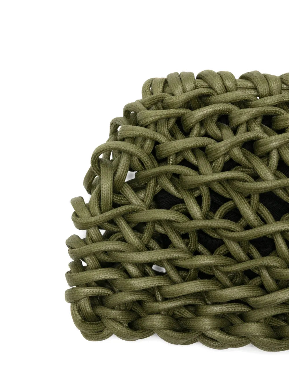 Alienina Nora hand made woven clutch in olive waxed cotton rope, zip closure, hand carry, made in Italy