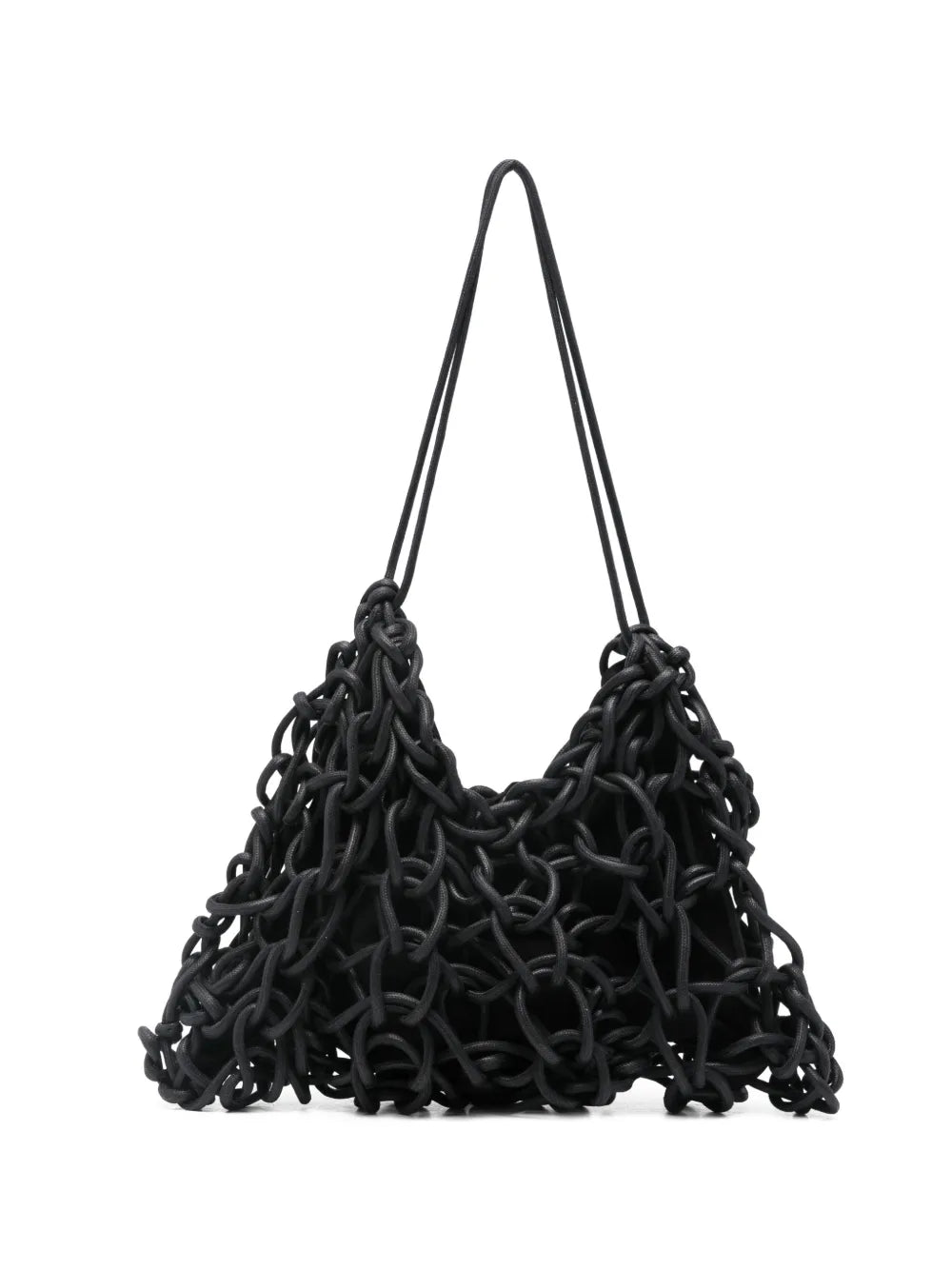 black woven bag handmade Italy recycled cotton rope bag Alienina Petra designer shoulder bag