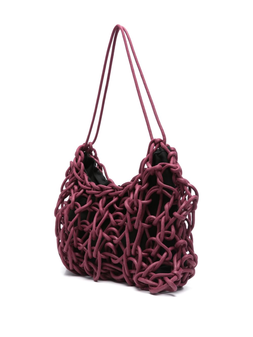 handmade Italian woven bag recycled cotton rope Alienina Petra plum designer bag