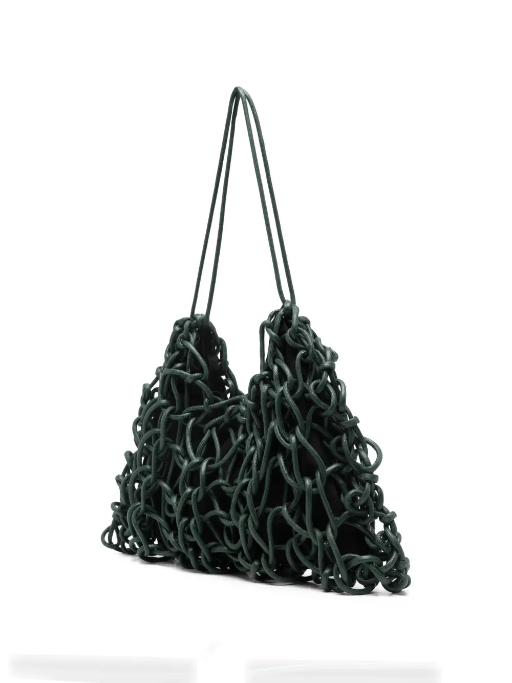 detail woven cotton rope bag pine green handmade Italian designer bag texture Alienina Petra