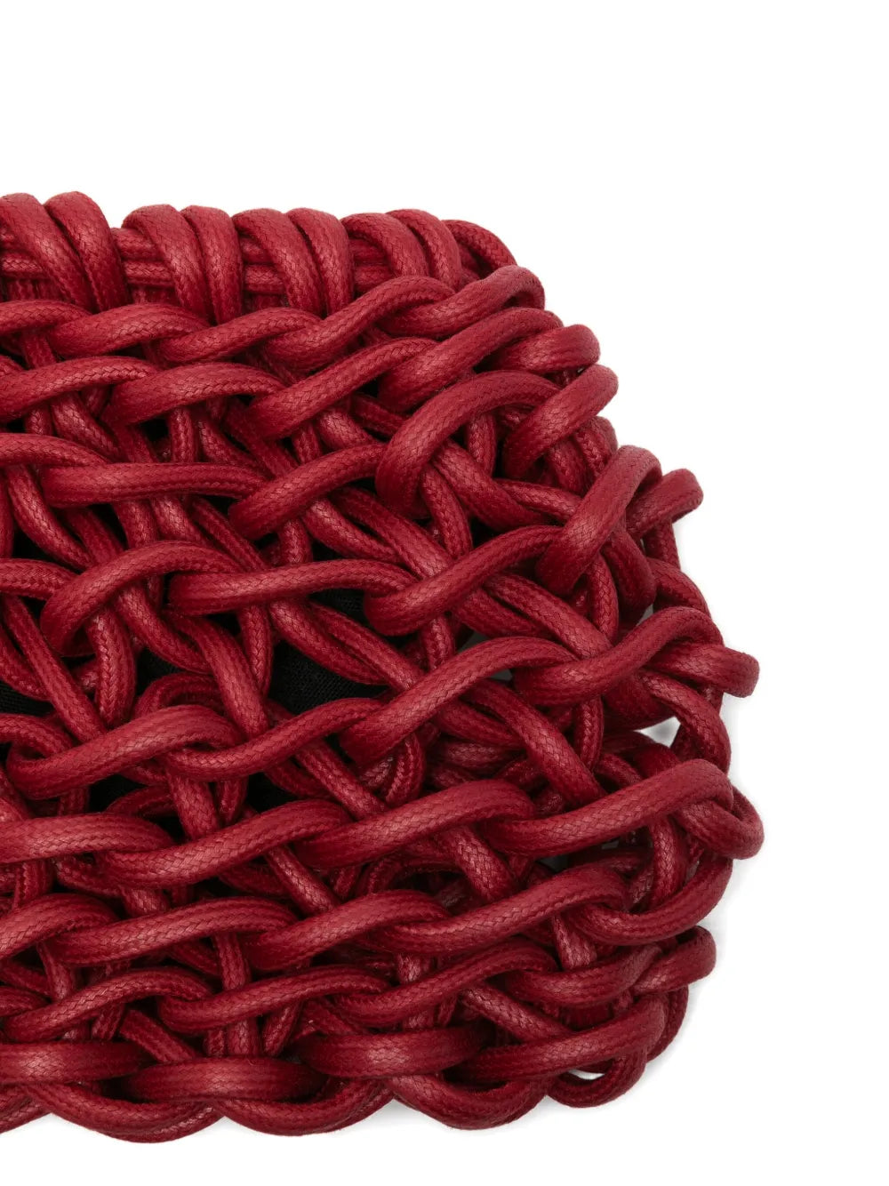 Alienina Nora red handwoven clutch in waxed cotton rope, handmade in Italy.