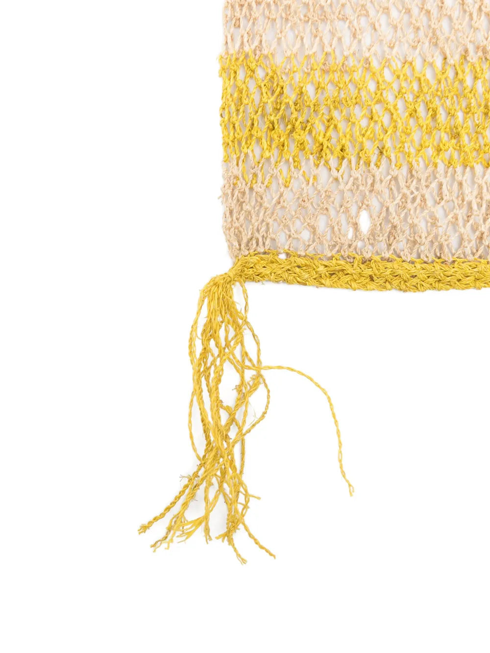 Bolso Kudzu artesanal en fibra de vid natural con rayas amarillas, tejido a mano en Laos
