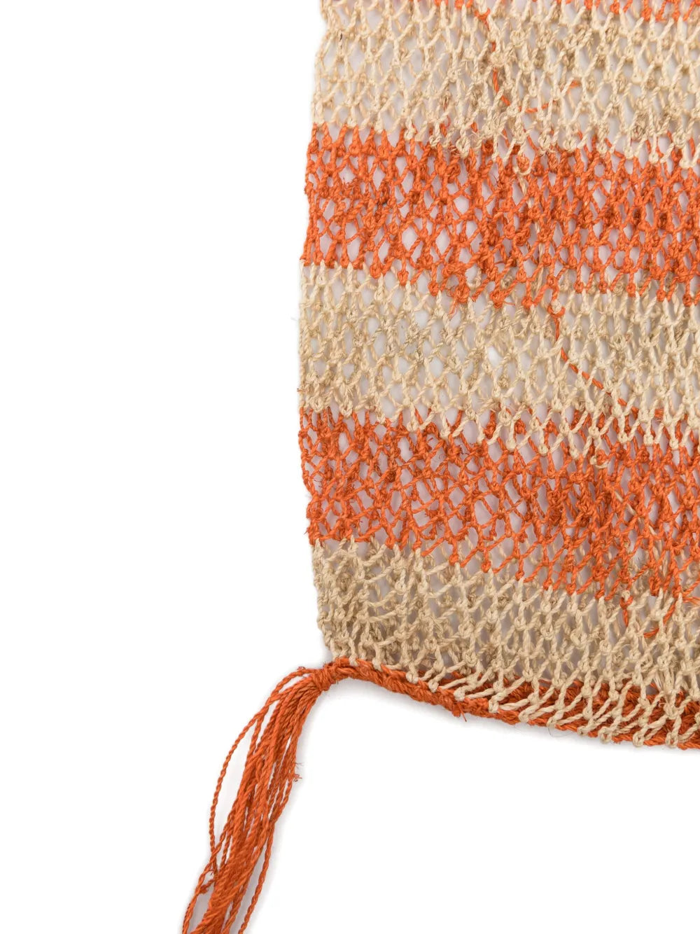 Bolso Kudzu artesanal en fibra de vid natural con rayas naranjas, tejido a mano en Laos