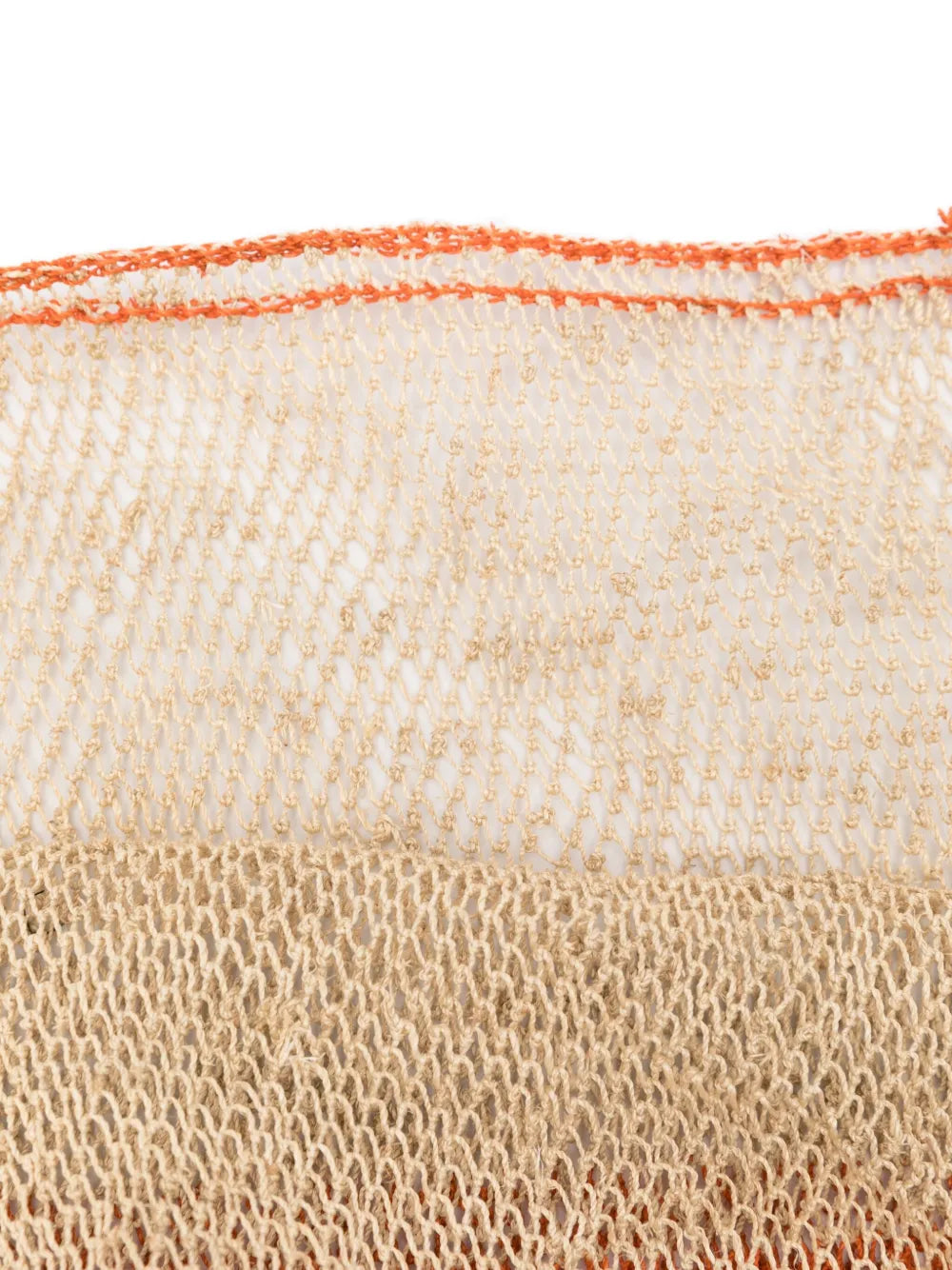 Bolso Kudzu artesanal en fibra de vid natural con rayas naranjas, tejido a mano en Laos