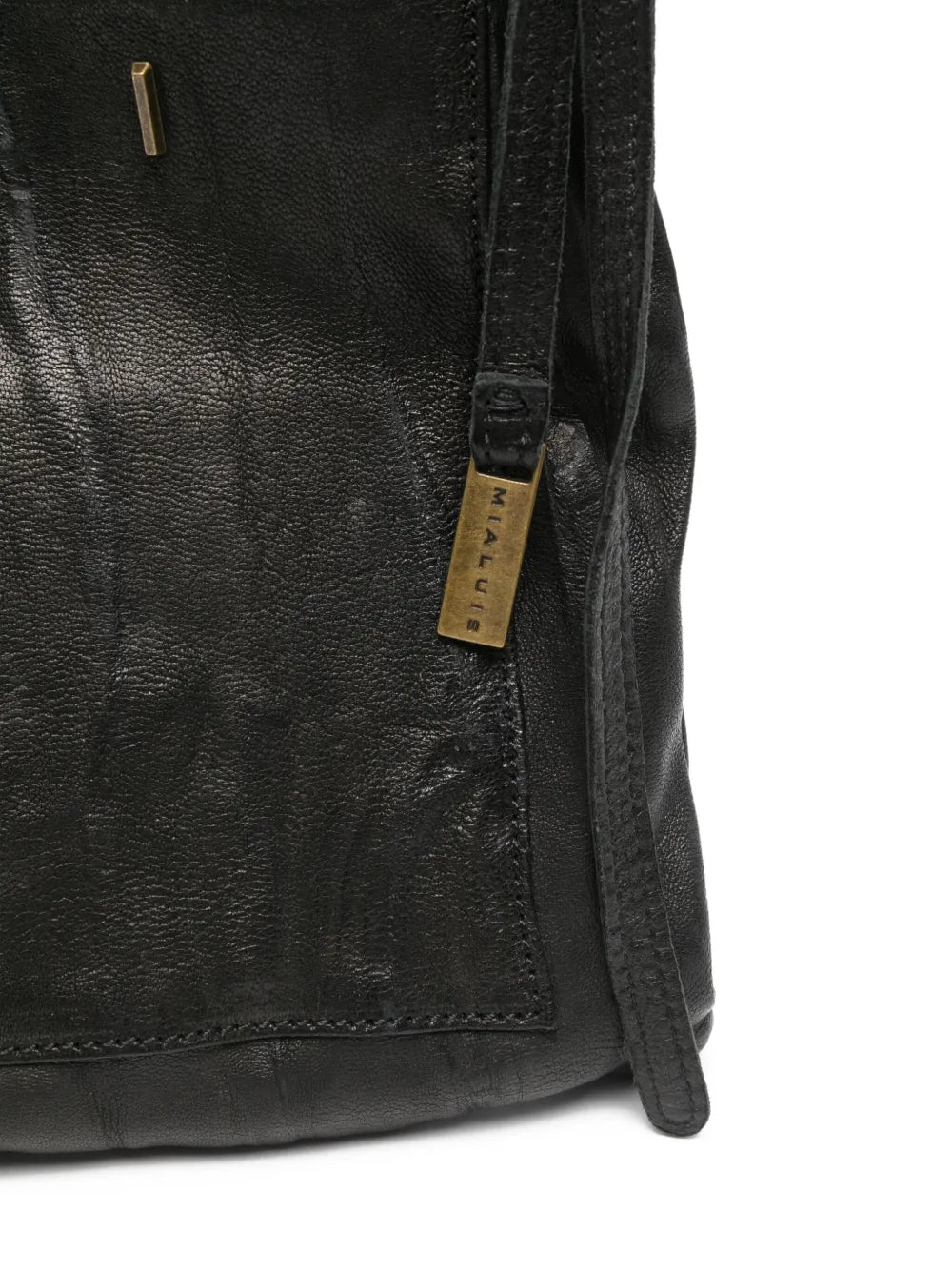 Bolso bandolera Mialuis Rina en piel Lome negra, hecho a mano en Italia