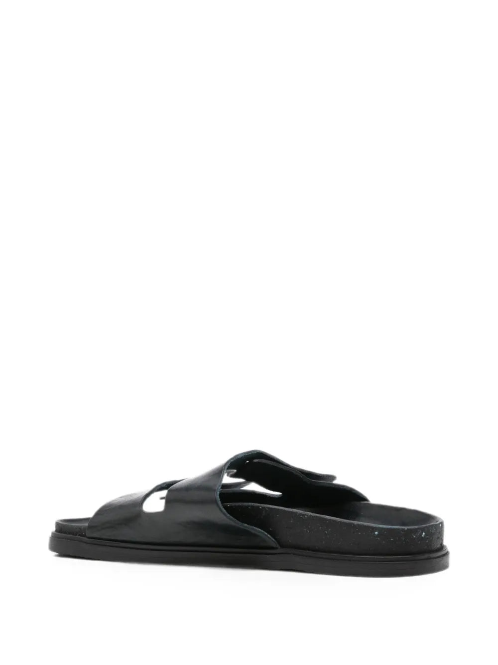 Women's artisan leather sandal deep blue — rubber sole and leather heel — vegetable-tanned — made in Italy