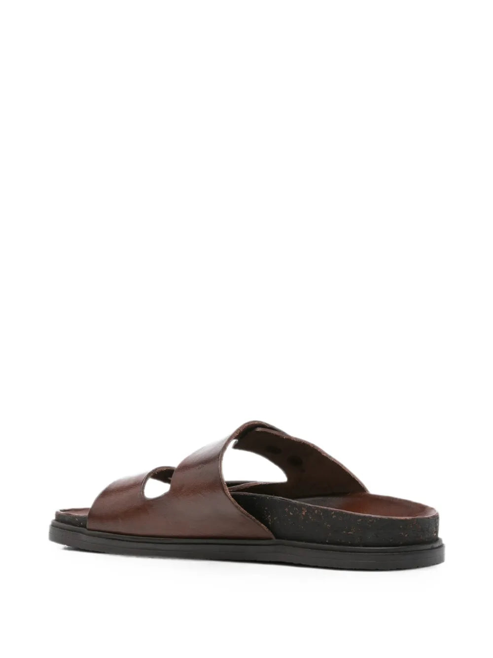 Women's artisan leather sandal mahogany — rubber sole and leather heel — vegetable-tanned — made in Italy
