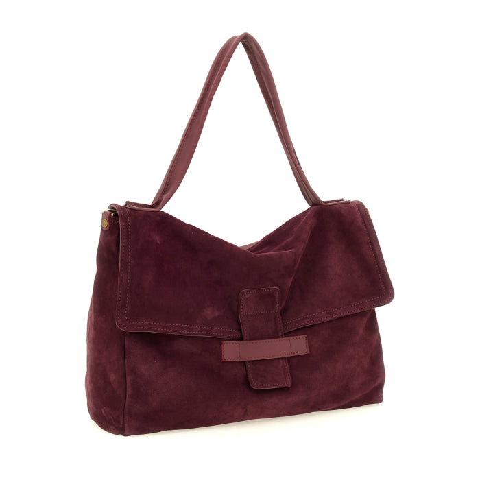 Bolso Caterina Lucchi Shoulder Bag Large Maria en color prugna, piel italiana artesanal