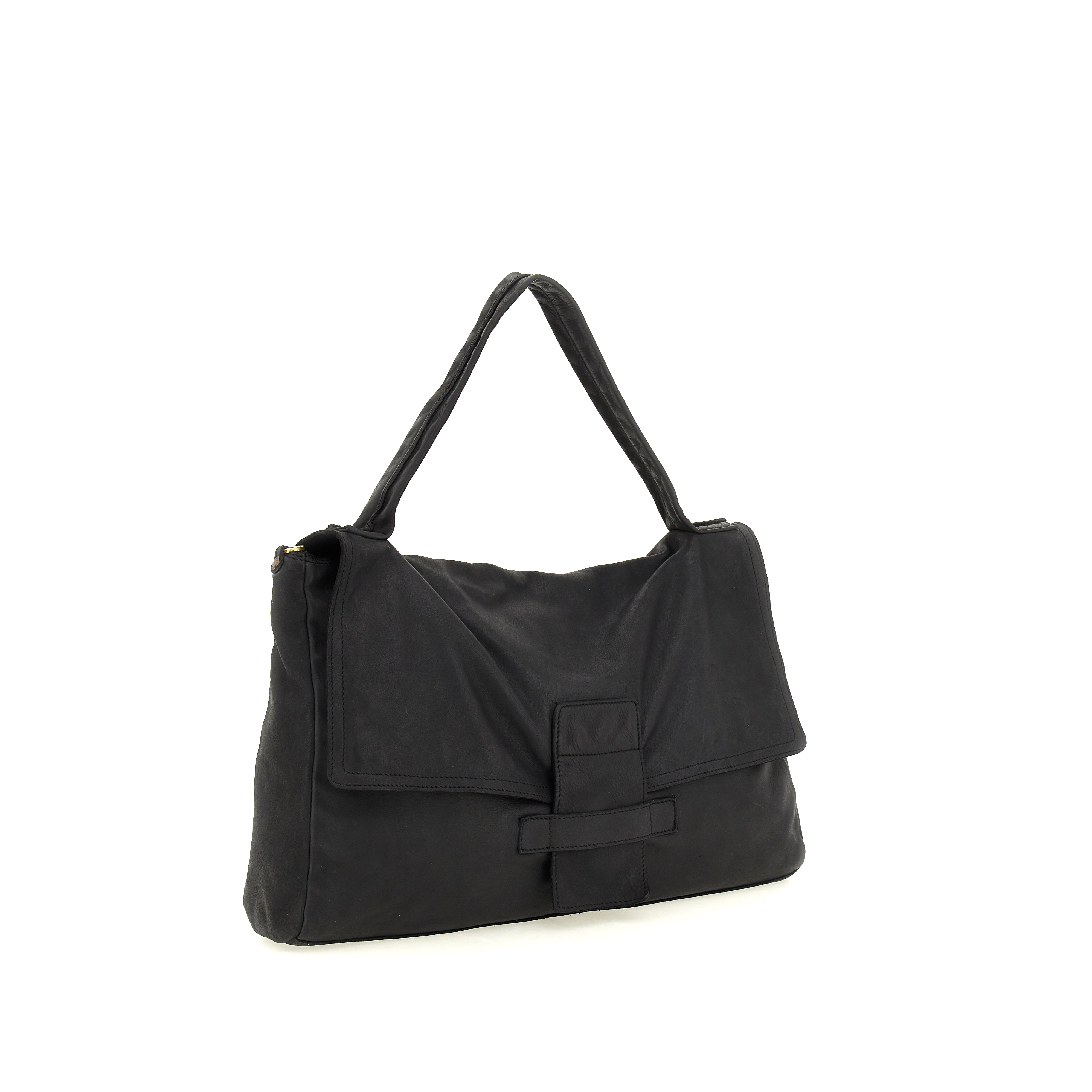 Handmade Italian Shoulder Bag XL Maria in black leather Caterina Luchi