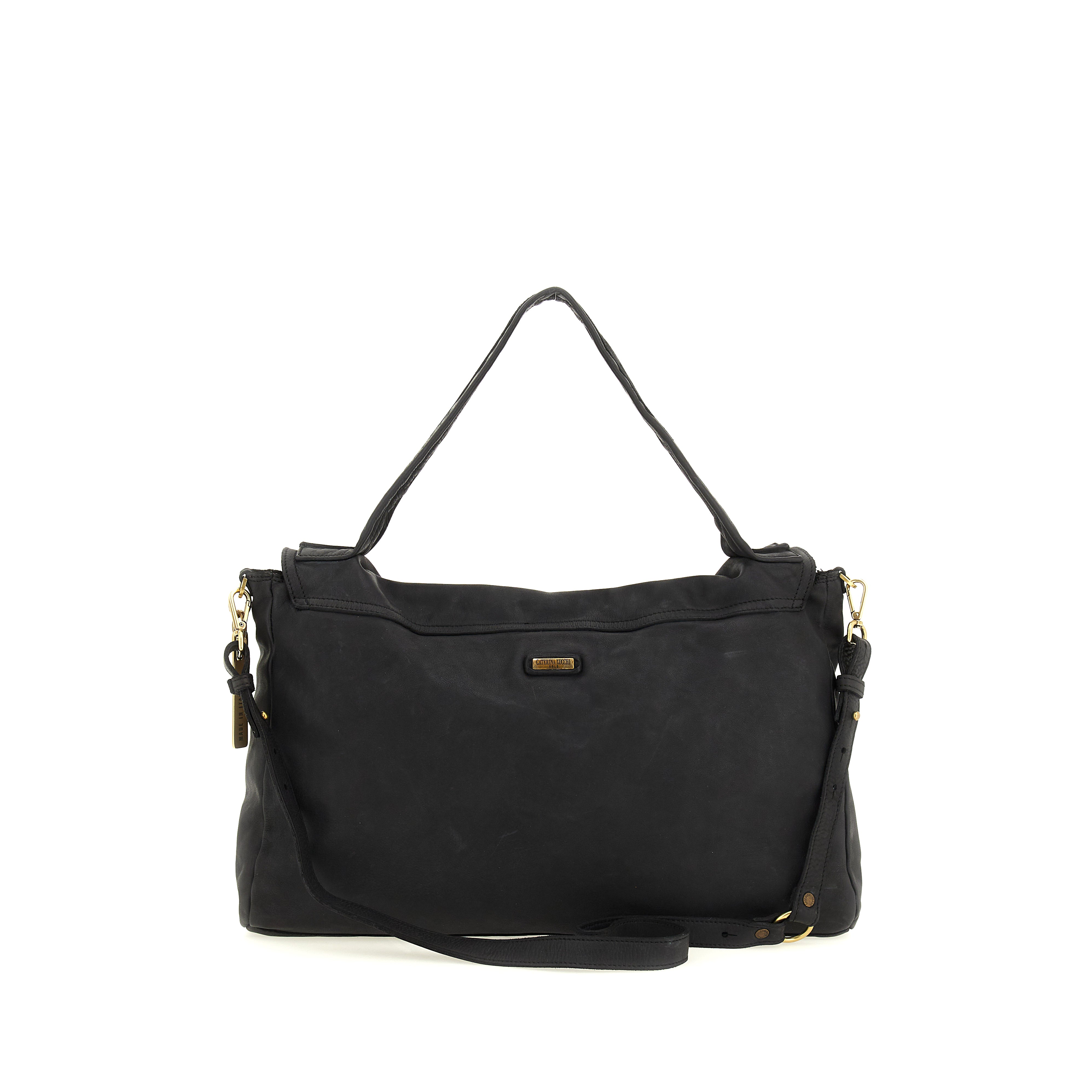 Handmade Italian Shoulder Bag XL Maria in black leather Caterina Luchi