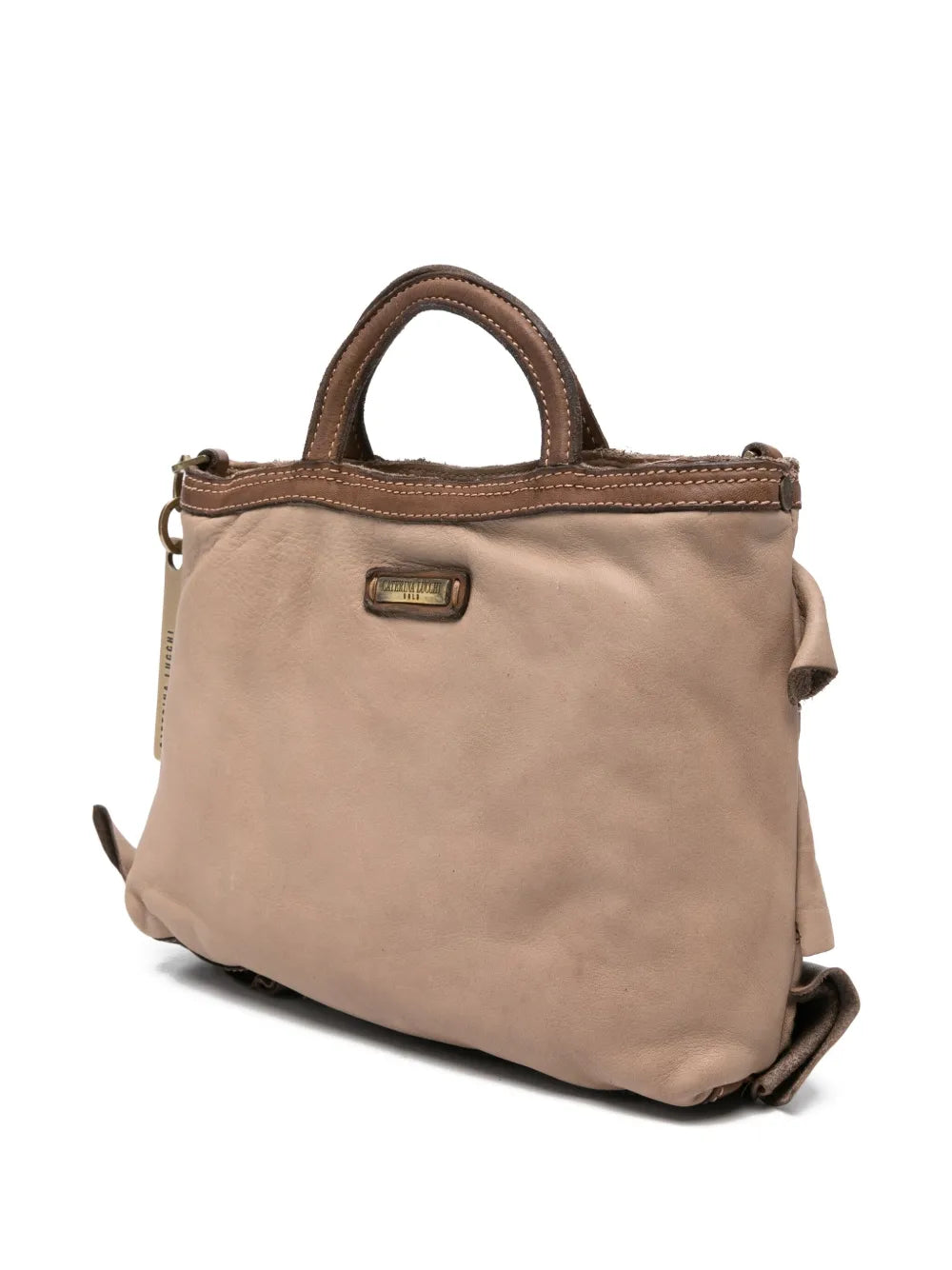 Caterina Lucchi Small Adele bag in taupe leather with crossbody strap Made in Italy
