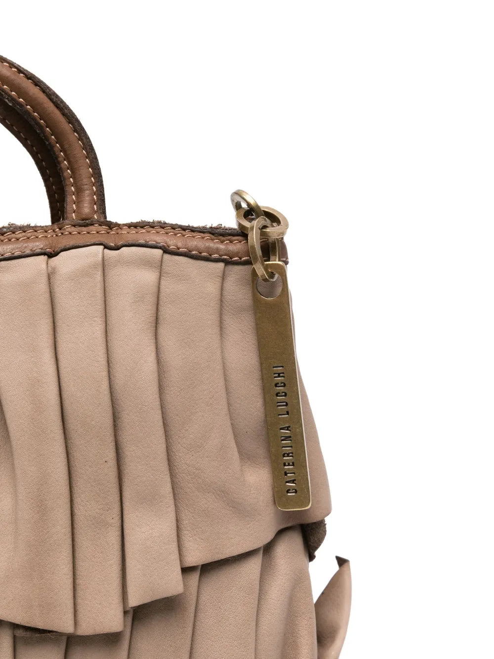 Caterina Lucchi Small Adele bag in taupe leather with crossbody strap Made in Italy