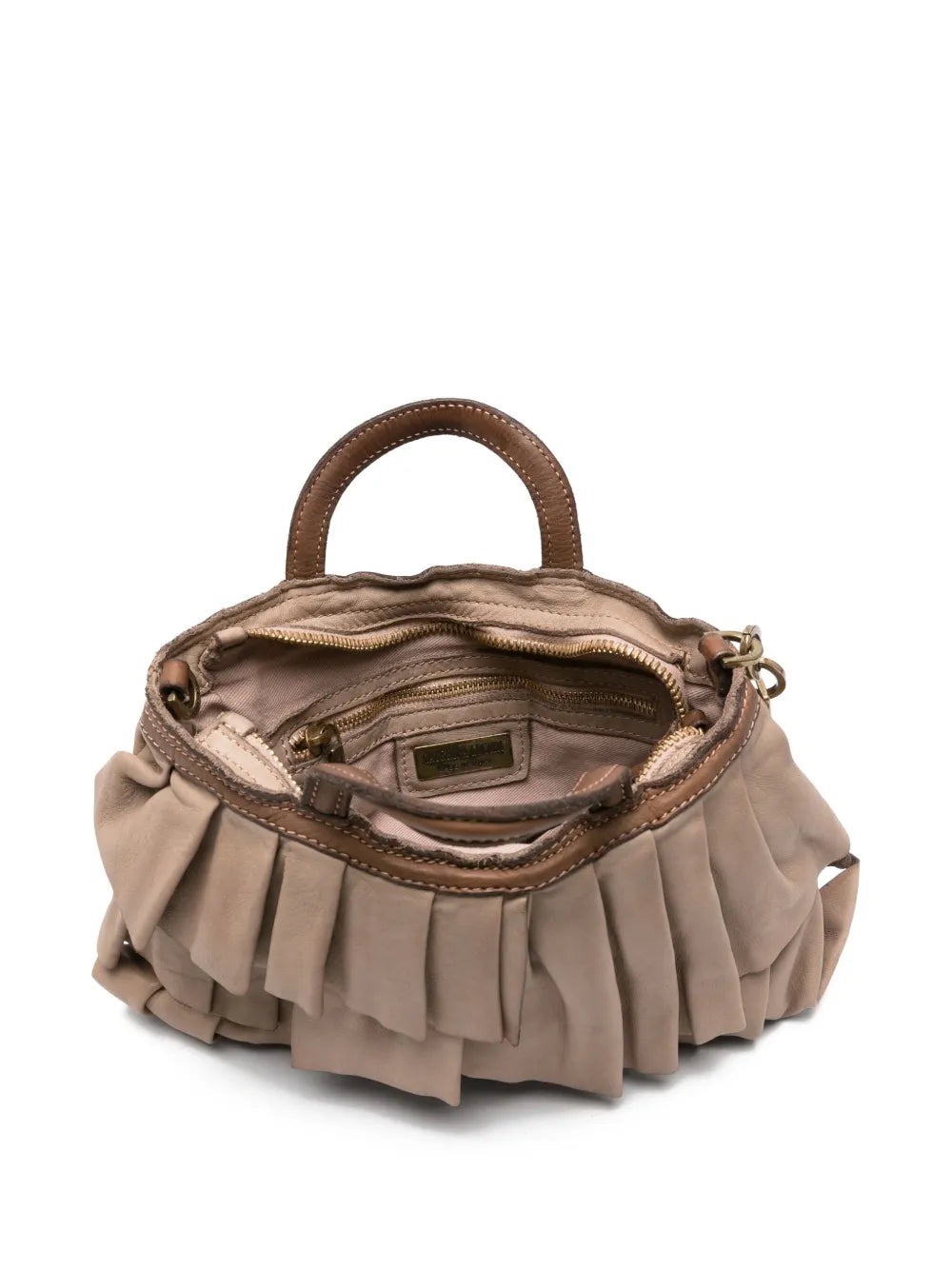 Caterina Lucchi Small Adele bag in taupe leather with crossbody strap Made in Italy