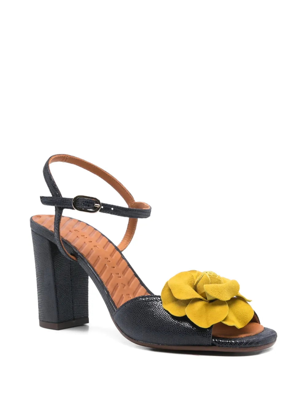Chie Mihara Biuty navy designer sandal with lemon flower