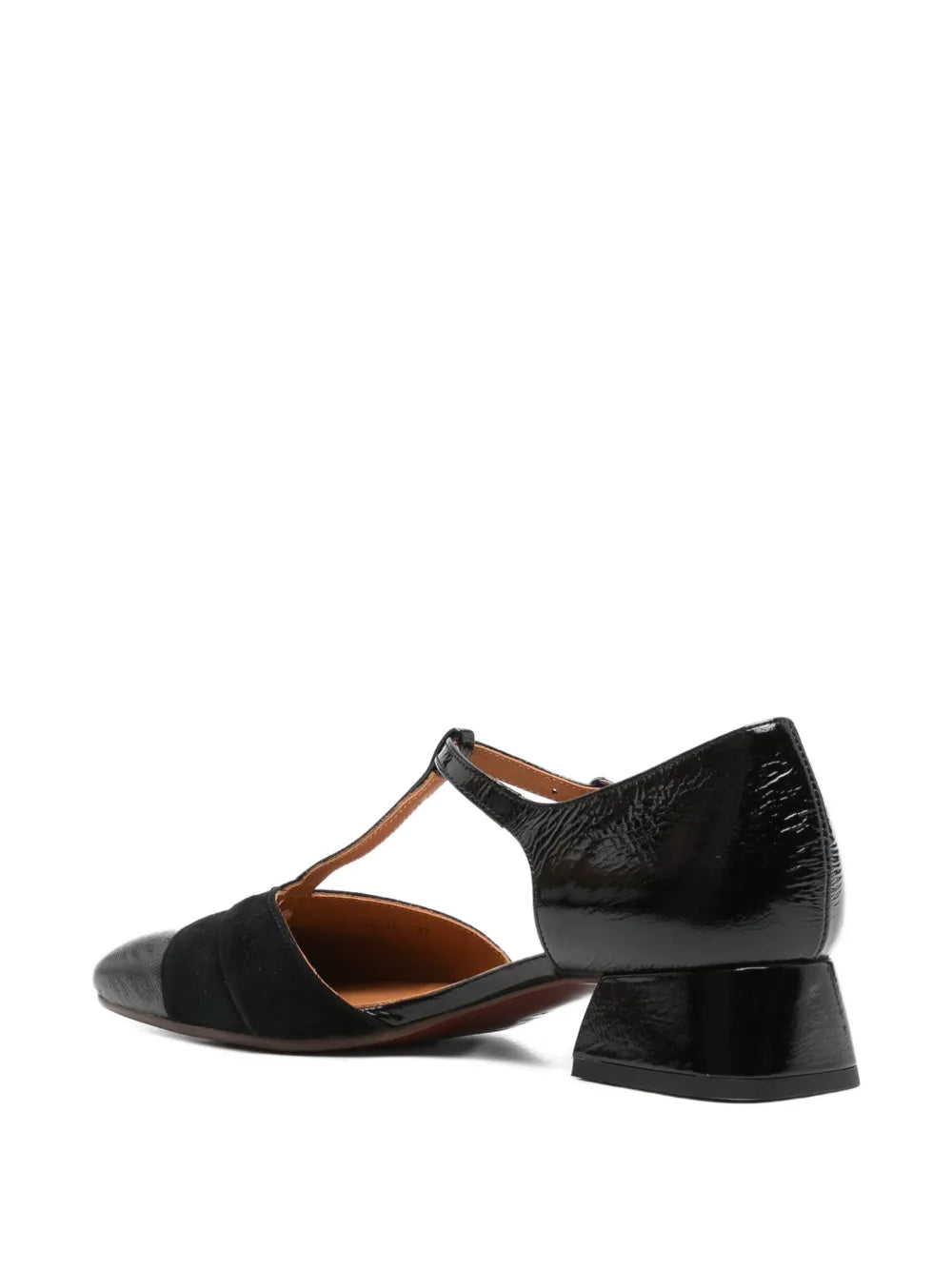 Chie Mihara Hernani low heel black leather and suede shoes with T-bar strap