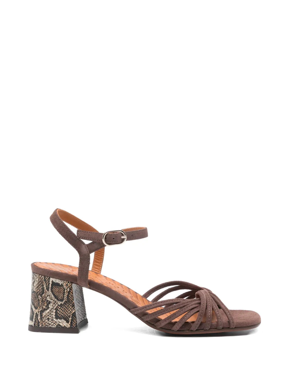 Chie Mihara Leske mousse suede sandal with snake print heel 4.5cm designer shoe made in Spain