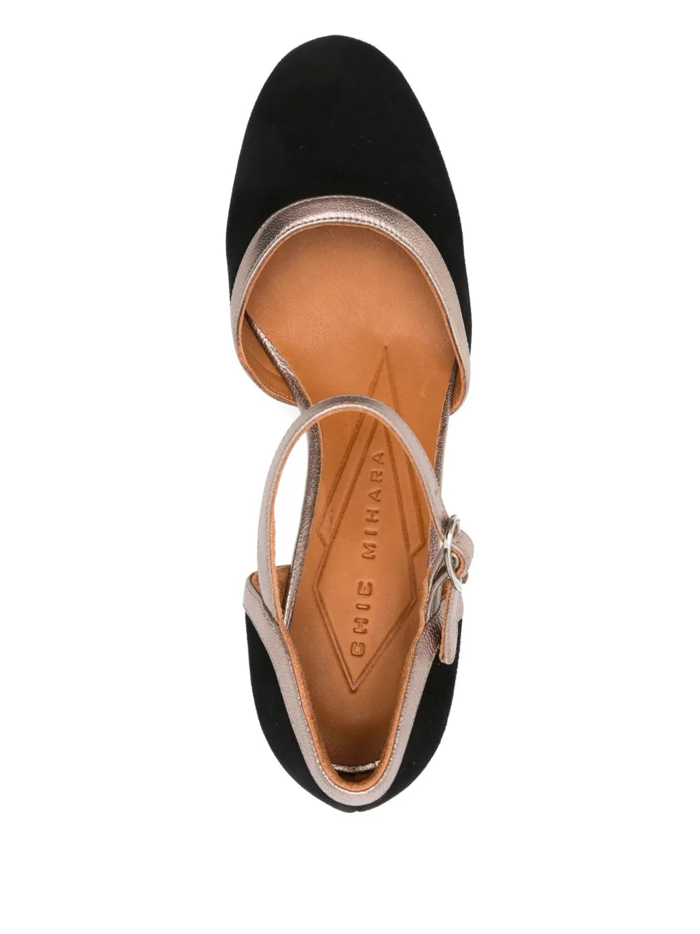 Chie Mihara Maisi black suede Mary Jane shoes with ankle strap and 8.5 cm block heel