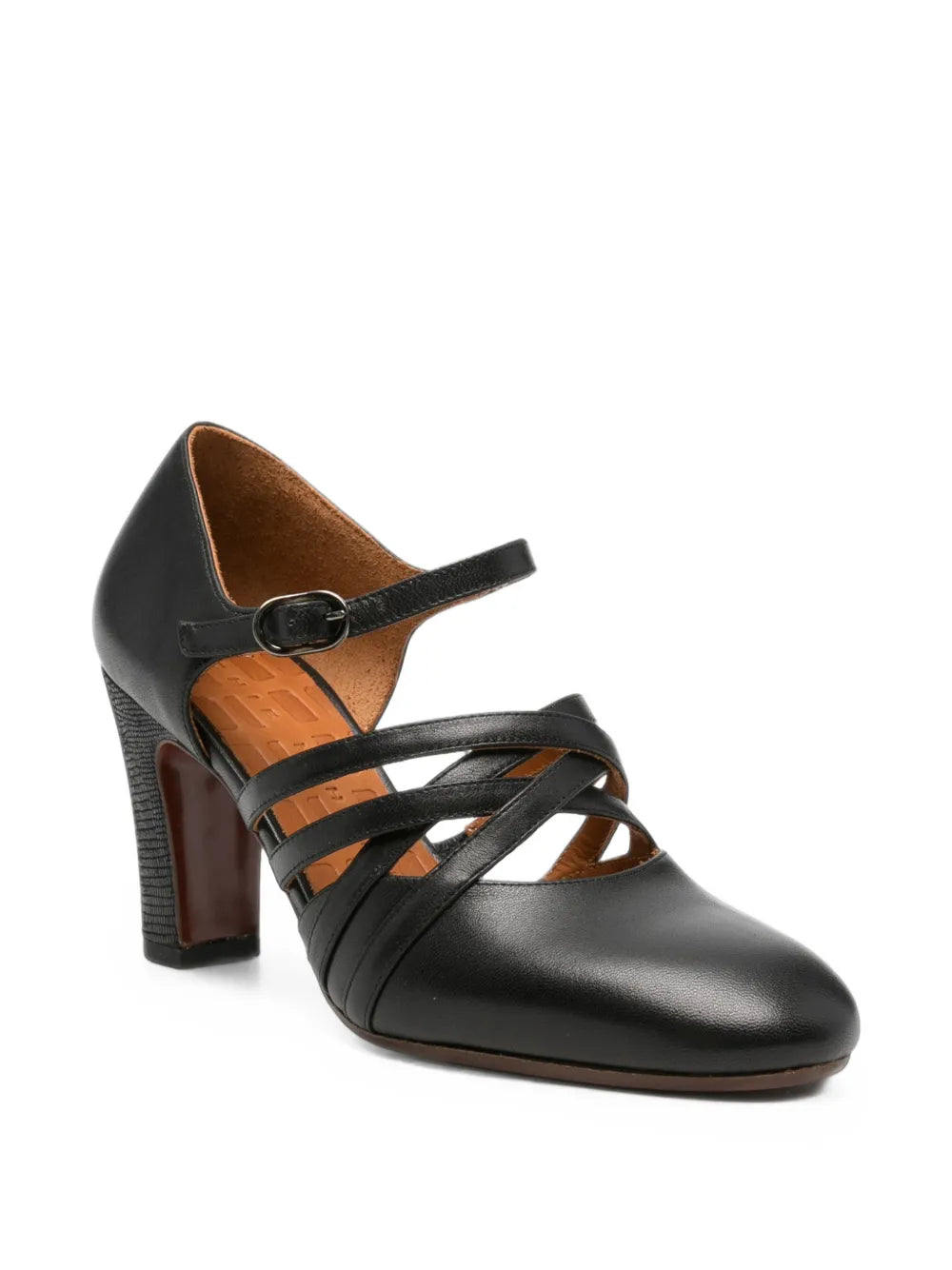Chie Mihara MATCH high heel shoe with crossed straps in black leather