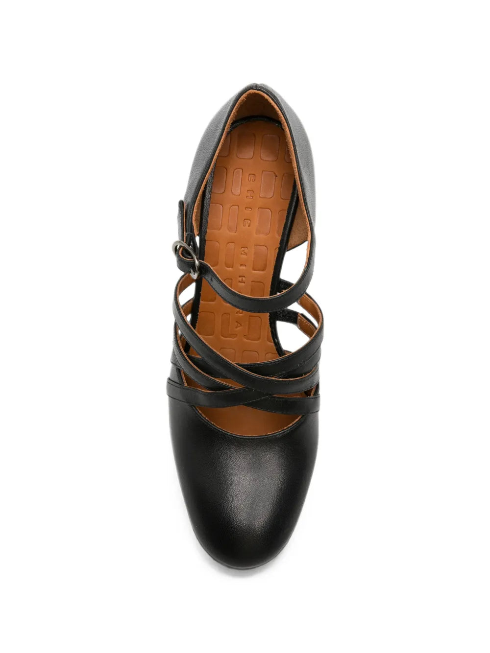 Chie Mihara MATCH high heel shoe with crossed straps in black leather
