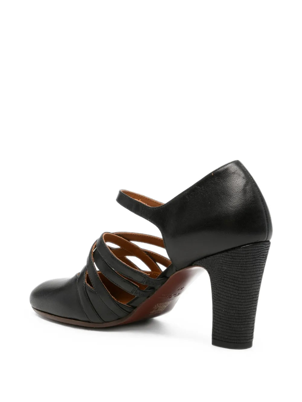 Chie Mihara MATCH high heel shoe with crossed straps in black leather