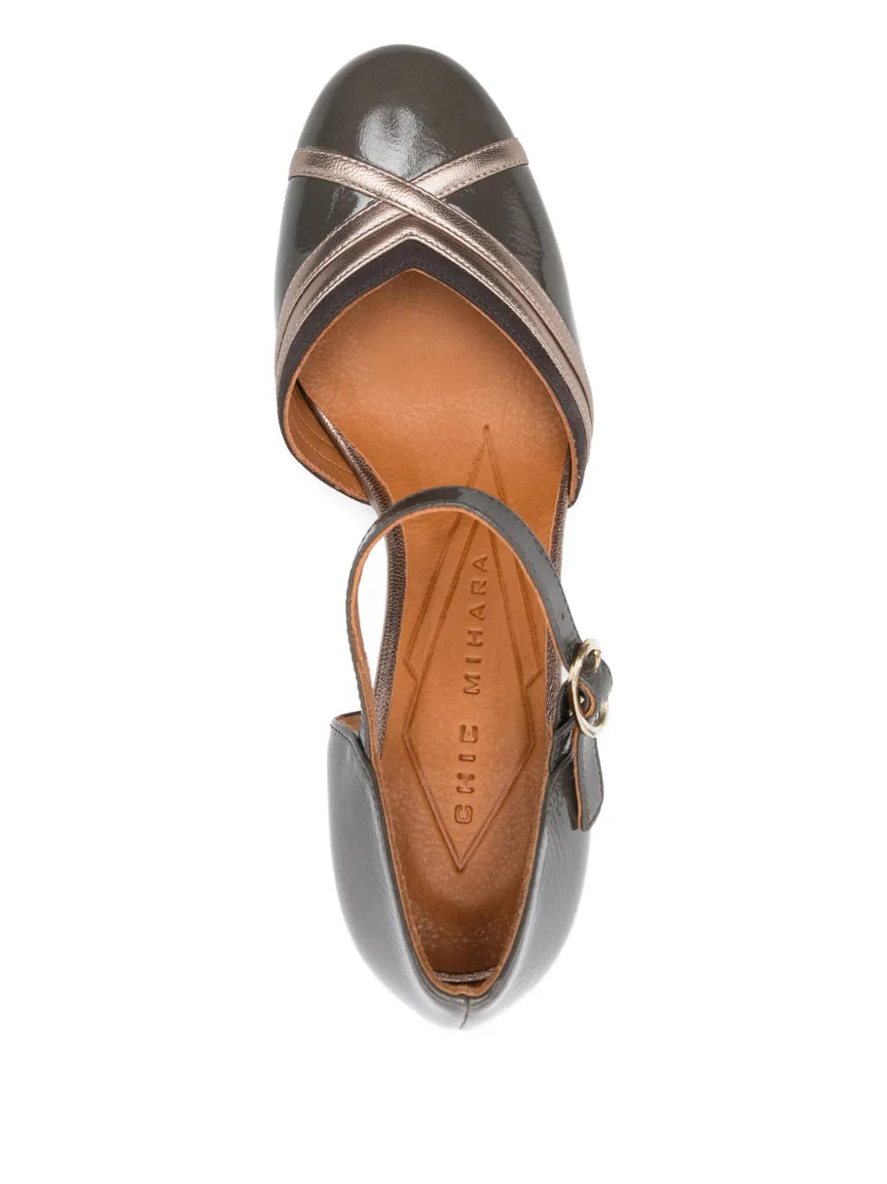 Chie Mihara Merman shoes in asphalt and steel with buckle closure