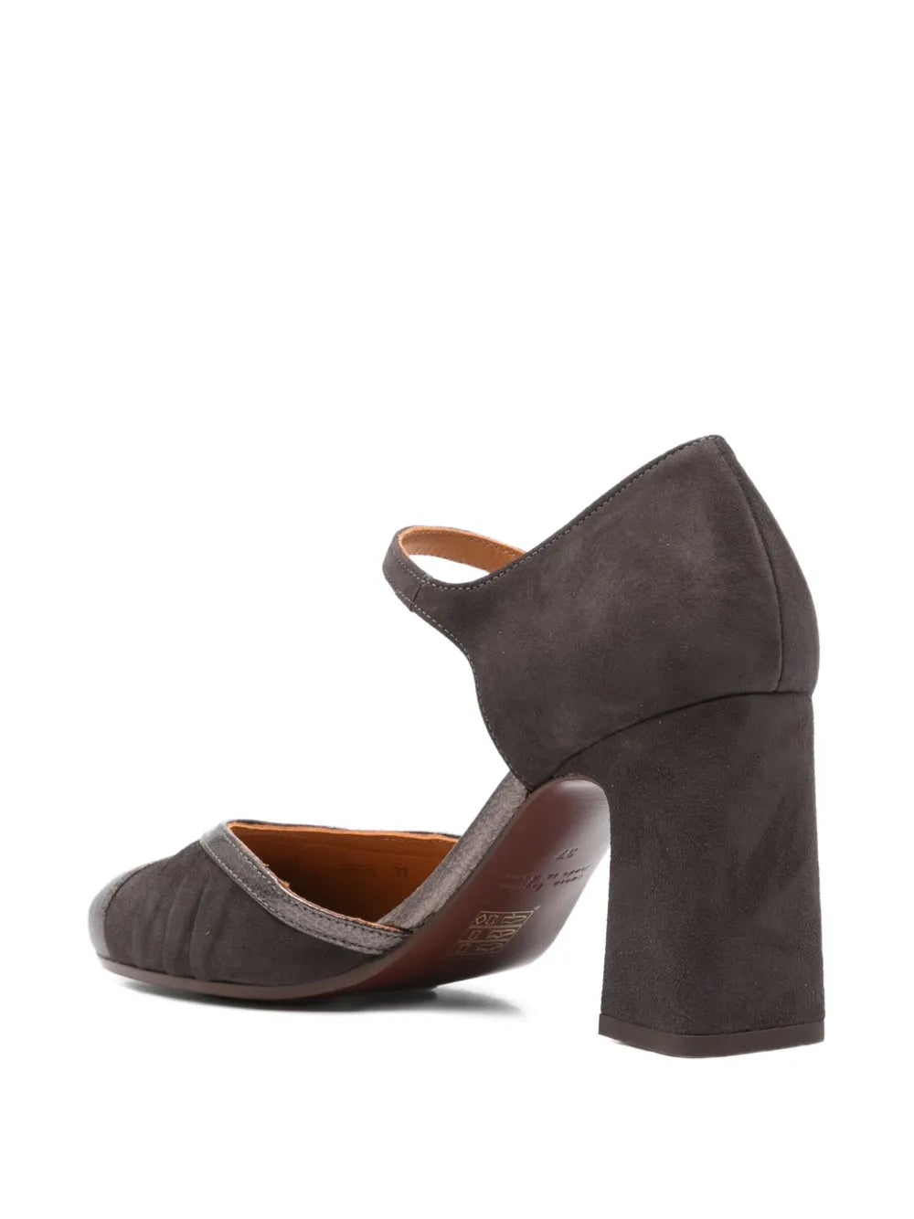 Chie Mihara Mindel women’s suede granite and iron leather heels with 8 cm block heel