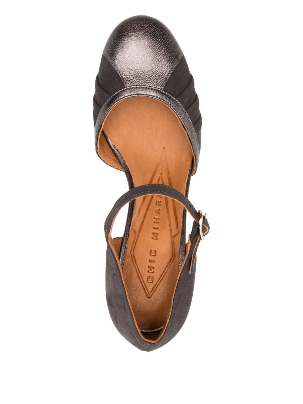 Chie Mihara Mindel women’s suede granite and iron leather heels with 8 cm block heel