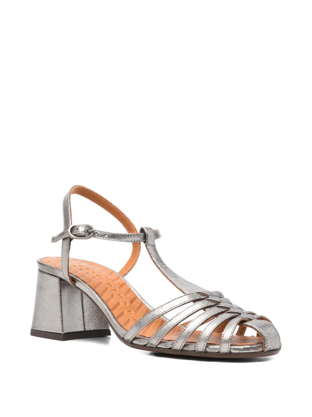 Chie Mihara Mustel silver leather cangrejera sandal mid heel 5 cm women