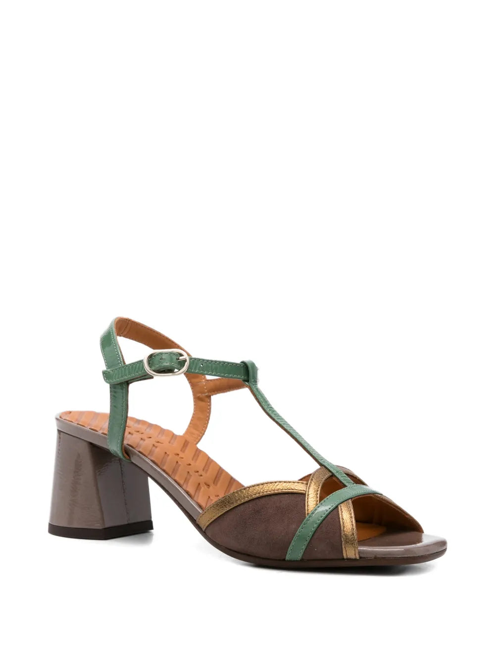 Chie Mihara Ryejo suede sandal mousse jade bronze mid heel