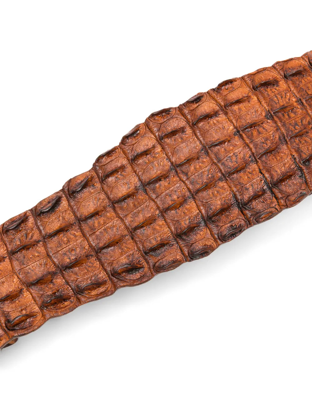 Cinturón de cocodrilo cresta en color cuero confeccionado en piel auténtica con acabado artesanal